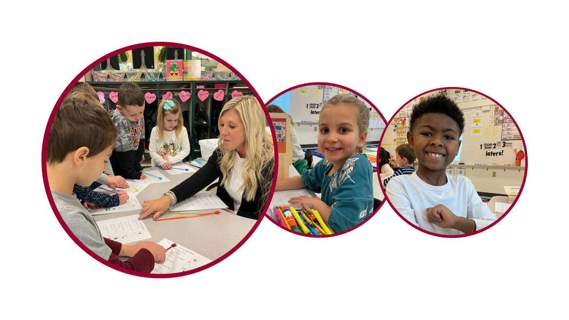 kindergarten students with teacher